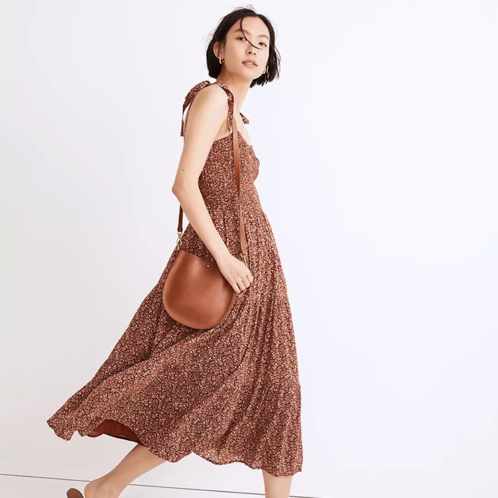 Madewell Lucie Tie-Strap Tiered Midi Dress in Florentine Floral Size XS